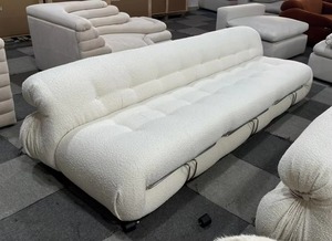 Tobia Scarpa <span class=keywords><strong>Soriana</strong></span> Loveseat Banco Marco de acero inoxidable Sofá seccional Tela Un asiento Sala de estar Sofá Conjunto INS Famoso - Product Image 3