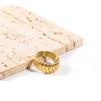 Trendy 316L Edelstahl Seil Fingerring Statement 18 Karat vergoldet Dick Breitband Twist Ring für Frauen