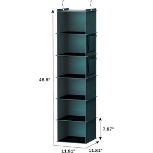 Organizador de armario colgante, 6 estantes verdes, estantes de almacenamiento para baño, dormitorio, cocina, diseño moderno, organizador de plástico tipo gancho - Product Image 3