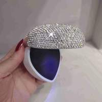 Kotak Perhiasan Cincin Kaku Berbentuk Hati dari Kertas Berlapis Daur Ulang, Desain Mawar Awet, Lampu LED, Lapisan UV Emas, Grosir Kustom