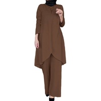 Nouvelle abaya décontractée de couleur pure pour ensemble de costume deux pièces européen et américain