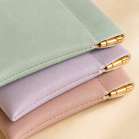 Pochette de maquillage et bijoux en cuir PU personnalisée avec fermeture automatique à ressort, petite pochette à rouge à lèvres avec logo, vente en gros