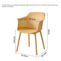 Chaise de salle à manger minimaliste en plastique coloré, chaise d'appoint sans accoudoirs perforée pour cuisine, restaurant, cantine, bureau