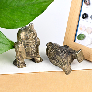 Groothandel Natuurlijke Helende Steen Kristal Sculpturen Mineraal Edelsteen Pyriet Robot Kristallen Houtsnijwerk Voor Desktop Decoratie - Product Image 4