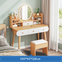 Meuble de chambre à coucher en bois blanc 2022 Bureau de maquillage à 1 tiroir avec miroir cosmétique sans chaise ni tabouret