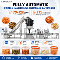Productielijnmachine voor het vullen van kommen met gebeitst geraspte radijs in pasta-vorm