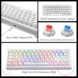 ZA63 Customized Hot Swappable <b>USB</b>-C RGB Backlit 63Keys Mini Wired 2.4G Wireless Gaming Mechanical <b>Keyboard</b> Office Laptop ZIFRIEN - Product Image 5