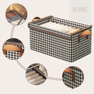 Caja de Almacenamiento de Tela No Tejida con Diseño de Pata de Gallo, Plegable, Apilable, para Guardar Ropa en el <span class=keywords><strong>Armario</strong></span>, Cesta de Almacenamiento de Ropa para el Hogar - Product Image 4