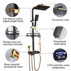 Robinet mitigeur de baignoire en or noir avec ensemble de <span class=keywords><strong>douche</strong></span> thermostatique Robinet en acier inoxydable élégant pour salle de bain luxueuse - Product Image 4