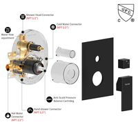 Stock local US - Système de douche pour salle de bain avec pommeau de douche pluie noir mat de 10 pouces et douchette à main, kit de valve d'équilibrage de pression