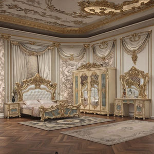 Luxuriöses Handgefertigtes Himmelbett King Size Königlich Blattgold Verziert Luxusbetten Premium Hersteller Lieferant Holzmöbel für Zuhause - Product Image 3