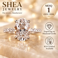Bague de fiançailles en or blanc massif 10K/14K/18K avec diamant de laboratoire Moval Cut personnalisé, pavé et halo caché, 0,5-3 carats, certifié IGI VS VVS