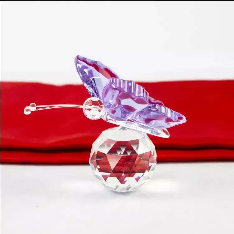 Adornos creativos de mariposa de cristal de colores, regalos de animales pequeños, adornos de mariposa de cristal