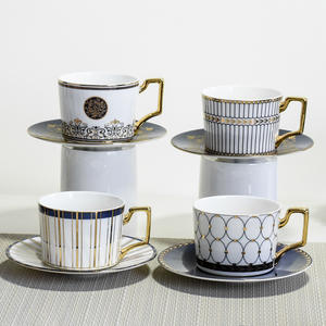 Ensemble tasse et soucoupe en céramique pour le thé de l'après-midi, tasse à café et soucoupe en porcelaine fine européenne, cadeau avec poignée - Product Image 1