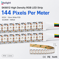 Tira de LED RGB Programable SK6812 DC5V, 30 Píxeles por Metro, SMD5050, Circuito Integrado Incorporado, PCB Blanco/Negro de 10 mm, Luz Digital Flexible