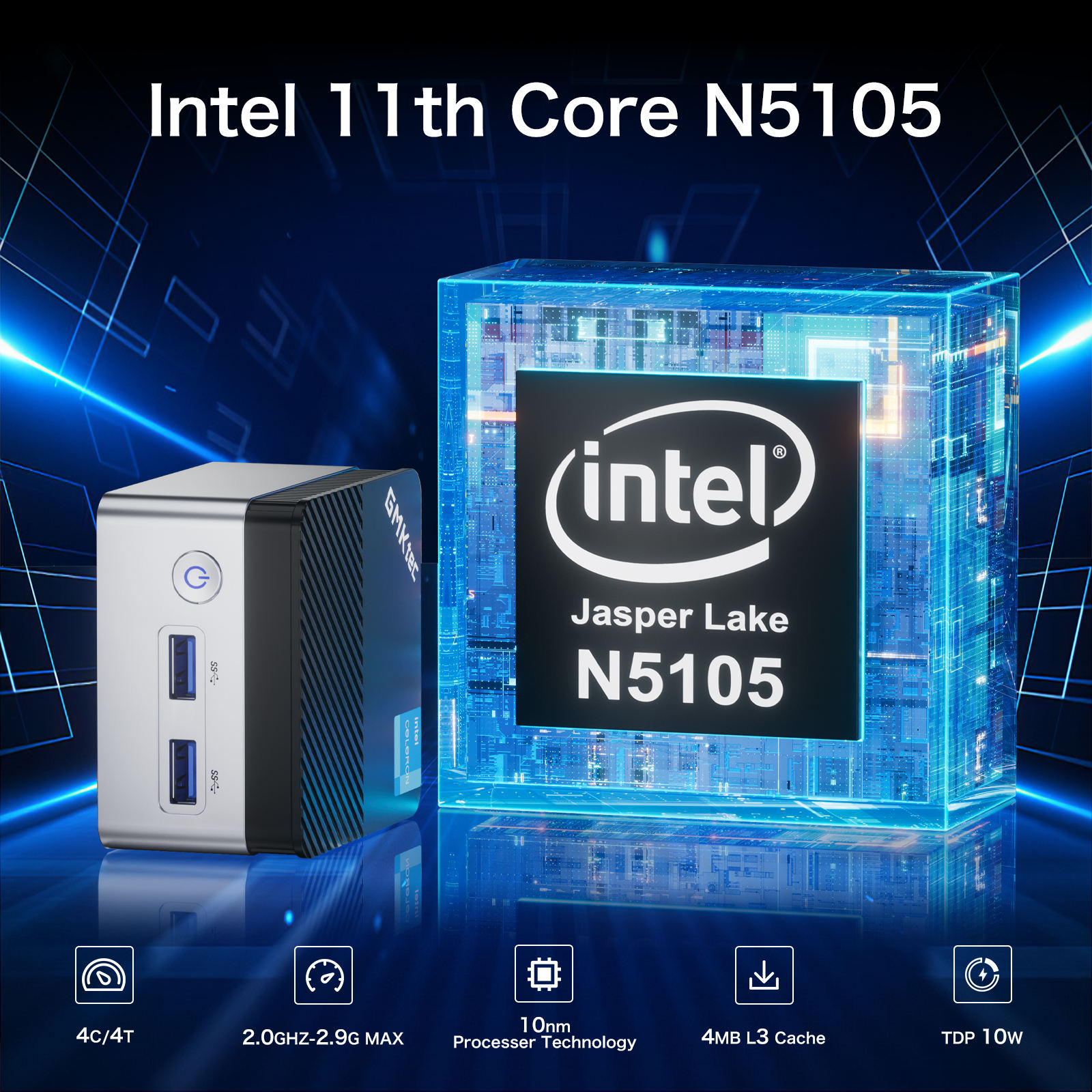 GMKtec KB5 Mini PC: Intel Celeron N5105, 8GB DDR4, 128/256/512GB