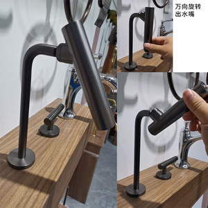 Minimalist All Copper Dual Handle Basin Faucet <b>Deck</b> Mounted 2 Holes Ceramic Valve Core Universal Rotating Spout - Product Image 4