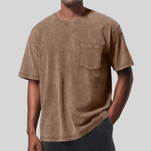 HONFIT男性用TシャツTシャツビンテージ酸ウォッシュTシャツ - Product Image 5