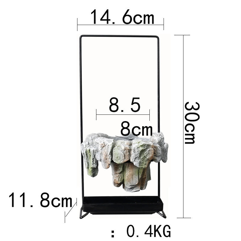 Long fer élancé avec vasque en résine rocaille gris clair