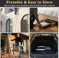 Échelle télescopique simple en aluminium avec main courante, échelle portable réglable en aluminium pour accès au camping-car et à la tente de toit