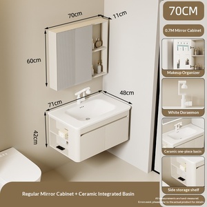 Miroir de salle de bain moderne avec structure en nid d'abeille en aluminium, éclairage LED, rangement latéral créatif, vasque de salle de bain incurvée de petite taille pour <span class=keywords><strong>balcon</strong></span> - Product Image 6