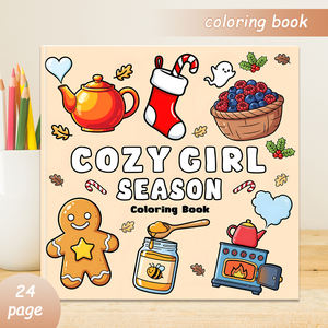 كتاب تلوين لعيد الميلاد وعيد الهالويين بعنوان "موسم الفتيات المريح" مع فرن وخبز الزنجبيل للرجل ، كتاب تلوين ممتع للمتعة الاحتفالية - Product Image 2