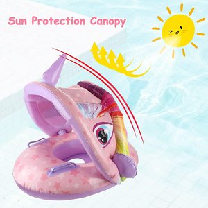 Phao Bơi Bơm Hơi Cho Bé Có Mái Che & Tay Vịn, Vòng Bơi Cho Trẻ Sơ Sinh, Đồ Chơi Tiệc Bể Bơi Mùa Hè Vui Chơi Dưới Nước Cho Trẻ Mới Biết Đi - Product Image 3