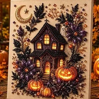 Kit d'art de peinture au diamant personnalisé en gros pour Halloween, kit de perles DIY, art artisanal fantôme citrouille, cadeau fait main
