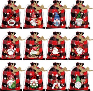 Vente en gros de sacs-cadeaux en lin de Noël personnalisés 24 pièces renne père noël bonhomme de neige toile de jute sacs de bonbons - Product Image 5