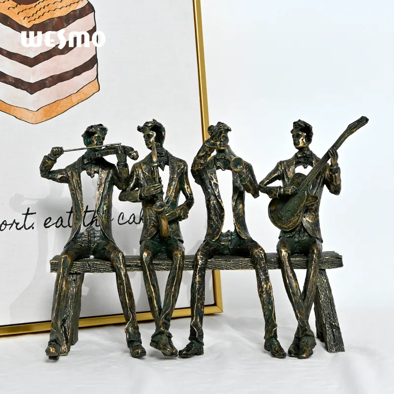 Hars Handwerk Woondecoratie Items Desktop Decoratieve Muziekband Muziek Beeldjes Polyresin Sculptuur