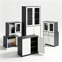Armoire de rangement de bureau en acier à 4 portes et double niveau avec serrures à clé individuelles