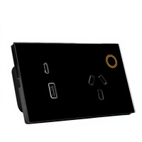 Prise murale tactile standard australienne avec certificat RCM SAA, double ou simple, 10A 16A
