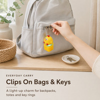 Porte-clés Fidget Clicker Poussin Jaune Mignon avec Son et Lumière LED, Jouet Anti-Stress, Pendentif de Sac Nouveauté, Cadeau