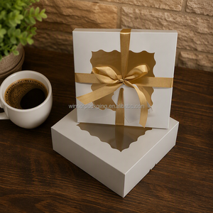 Cajas de papel de embalaje de panadería de pastelería blanca para postre caja de pastel simple con ventana de plástico listo para enviar <span class=keywords><strong>8</strong></span>*<span class=keywords><strong>8</strong></span>*<span class=keywords><strong>3</strong></span> ''embalaje de galletas - Product Image 2