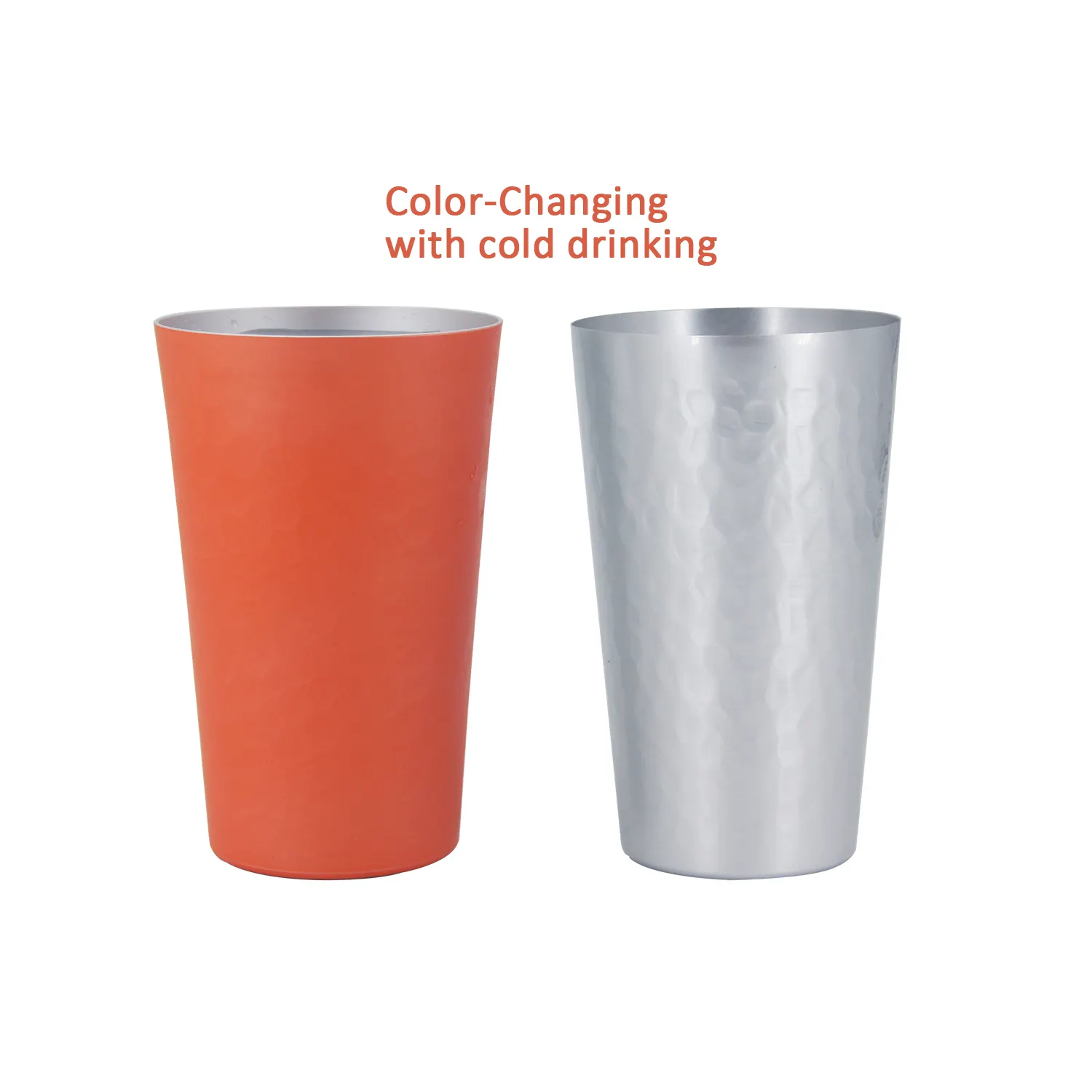 कस्टम डिस्पोजेबल एल्यूमीनियम 12oz रीसायकल कप धातु ठंड पीने के साथ 350ml एल्यूमीनियम बीयर कप रंग बदलते