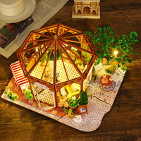 Kit de bricolage pour café de jardin et coin lecture, puzzle 3D en bois, mini maison de poupée, diorama, artisanat à assembler soi-même, cadeau pour adultes et enfants