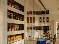 Comptoir de boulangerie haut de gamme, design OEM, table et chaises de bar pour café, ensemble complet pour café commercial