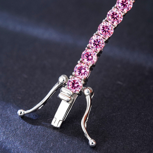 Classic 2mm 3mm Pink Moissanite Tennis <b>Bracelet</b> Women's Jewelry <b>Gemstone</b> & Diamond 925 Sterling Silver Link Chain <b>Bracelet</b> - Product Image 2