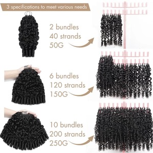 Extensions de cheveux humains bouclés birmans pour femmes noires, pré-séparées, avec nœuds invisibles, noir naturel - Product Image 4