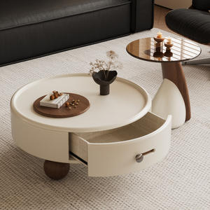 <span class=keywords><strong>Table</strong></span> basse ronde élégante avec tiroir, meubles de salon, bois de qualité E0 et laque piano, <span class=keywords><strong>table</strong></span> basse idéale pour les salons - Product Image 1