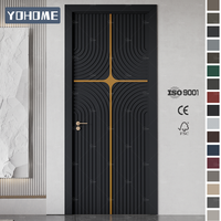 Porte intérieure américaine personnalisée, écologique, moderne, avec cadre, luxe, noire, pour chambre à coucher