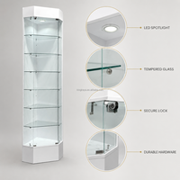 Vitrine en verre verrouillable sur mesure avec éclairage LED et étagères en verre pour bijoux, montres, parfums, magasin de détail