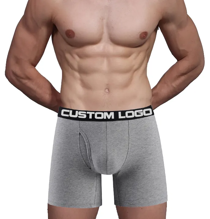 Personalizado de los hombres de algodón y boxeadores disponible todos los colores en diseño personalizado pierna larga ropa interior Calzones de hombre
