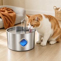 Fontaine à eau pour animaux de compagnie en acier inoxydable pour intérieur avec pompe ultra silencieuse et filtre pour petits chiens et chats