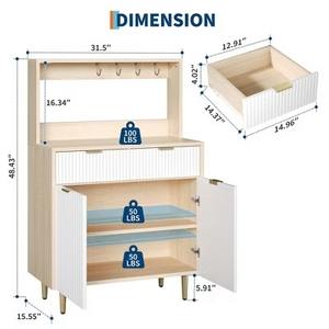 Деревянный консольный стол-буфет с рифленой поверхностью и выдвижными ящиками для хранения для гостиной и столовой - Product Image 4