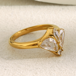 Dreamshow Zircon trang sức sáng bướm engagement mạ vàng trang sức không thấm nước Vòng thép không gỉ - Product Image 5