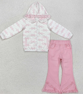 Conjunto de Ropa para Bebés Niñas: Sudadera con Capucha y Lentejuelas con Cremallera y Pantalones Vaqueros Acampanados - Product Image 2