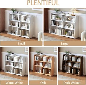 Estantería extensible de madera de nogal oscuro de diseño moderno de 3 niveles, estantería corta baja para espacios pequeños o esquinas - Product Image 2