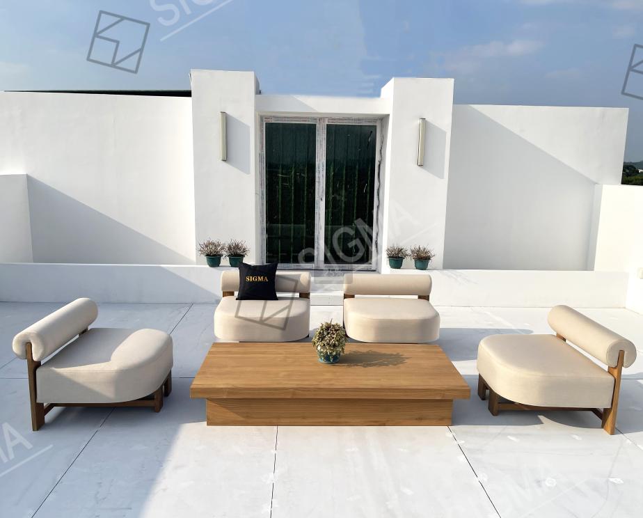 Modern Luxury Teak Solid Wooden Sofa Set Weather-Resistant Outdoor Furniture for Villas Courtyards Apartments-New Design