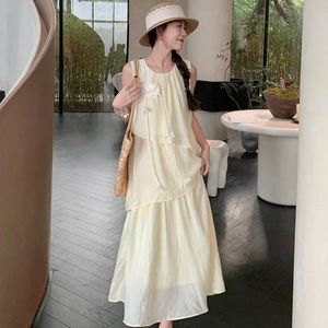 French Style Sleeveless Tiered Cake <b>Dress</b> Women <b>Elastic</b> Waist O Neck Loose A Line Vacation Casual <b>Dress</b> Summer 2026 - Product Image 4